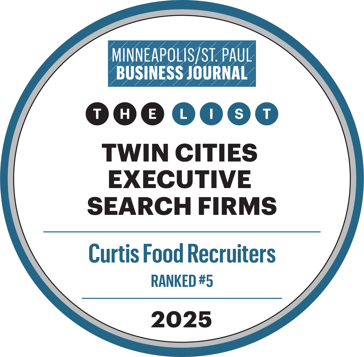 MSPBJ 2025 Curtis Food Recruiters Ranking Badge PNG Twin Cities Largest Executive Search Firms
